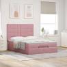 Ottoman Bed with Mattresses Pink 140x190cm Velvet | Hipo Market