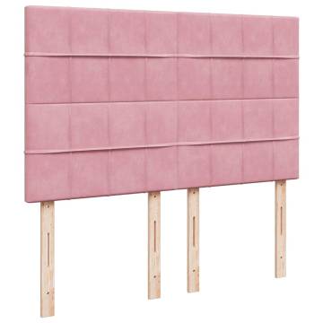 Ottoman Bed with Mattresses Pink 140x190cm Velvet | Hipo Market