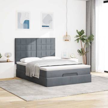 Stylish Ottoman Bed with Mattresses in Dark Grey - 140x200cm