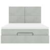 Light Grey Ottoman Bed with Mattresses - 140x200cm Velvet