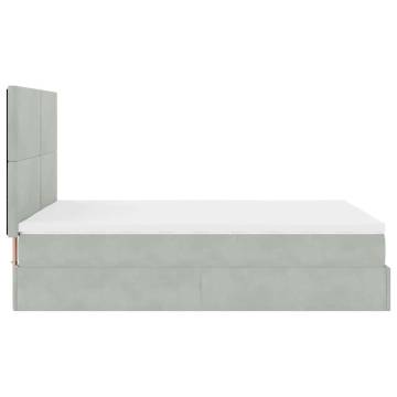 Light Grey Ottoman Bed with Mattresses - 140x200cm Velvet