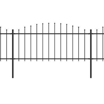 Garden Fence with Spear Top Steel - 15.3m Black | Hipo Market