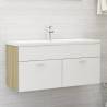 Stylish Sink Cabinet with Basin in White & Sonoma Oak