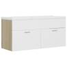 Stylish Sink Cabinet with Basin in White & Sonoma Oak