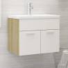  Sink Cabinet with Built-in Basin White and Sonoma Oak Engineered Wood Colour white and sonoma oak Size 60 x 38.5 x 46 cm Quantity in Package 1 Model without faucet 