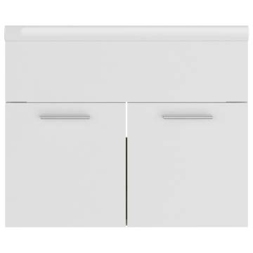 Elegant Sink Cabinet with Built-in Basin - White & Sonoma Oak