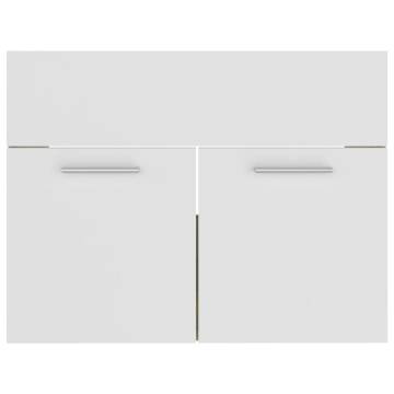 Elegant Sink Cabinet with Built-in Basin - White & Sonoma Oak