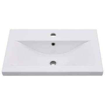 Elegant Sink Cabinet with Built-in Basin - White & Sonoma Oak