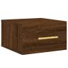 Stylish Brown Oak Wall-Mounted Bedside Cabinet - 35x35 cm