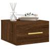 Stylish Brown Oak Wall-Mounted Bedside Cabinet - 35x35 cm