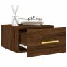 Stylish Brown Oak Wall-Mounted Bedside Cabinet - 35x35 cm