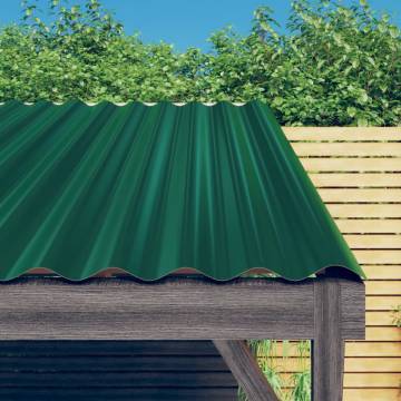 Powder-Coated Steel Roof Panels - 12 pcs Green 60x36 cm