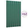 Powder-Coated Steel Roof Panels - 12 pcs Green 60x36 cm