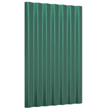 Powder-Coated Steel Roof Panels - 12 pcs Green 60x36 cm