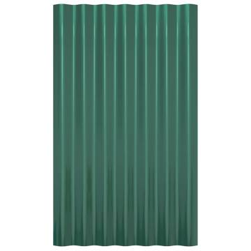 Powder-Coated Steel Roof Panels - 12 pcs Green 60x36 cm