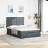 Ottoman Bed with Mattresses - Dark Grey Velvet 140x200cm