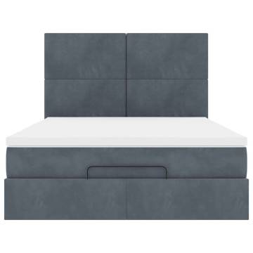 Ottoman Bed with Mattresses - Dark Grey Velvet 140x200cm