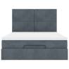 Ottoman Bed with Mattresses - Dark Grey Velvet 140x200cm