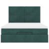 Ottoman Bed with Mattresses - Dark Green Velvet 140x200cm