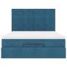 Dark Blue Ottoman Bed with Mattresses | 140x190cm Velvet