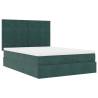 Ottoman Bed with Mattresses - Dark Green Velvet 140x200cm