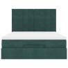 Ottoman Bed with Mattresses - Dark Green Velvet 140x200cm