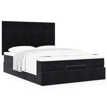 Ottoman Bed with Mattresses Black 140x190cm Velvet - Hipomarket