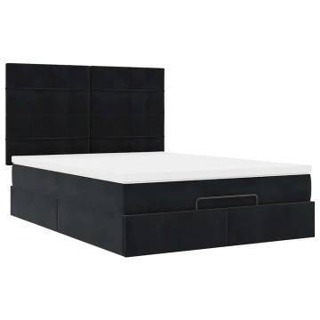 Ottoman Bed with Mattresses Black 140x190cm Velvet - Hipomarket