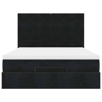 Ottoman Bed with Mattresses Black 140x190cm Velvet - Hipomarket