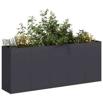 Stylish Black Planter 200x40x80 cm - Durable Cold-Rolled Steel