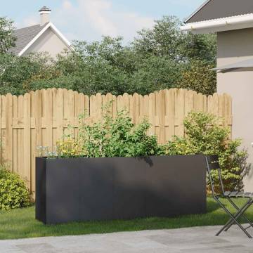 Stylish Black Planter 200x40x80 cm - Durable Cold-Rolled Steel