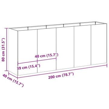 Planter Rusty 200x40x80 cm - Stylish Weathering Steel Design