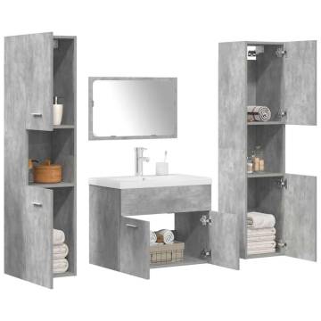 5 Piece Concrete Grey Bathroom Furniture Set - Hipomarket