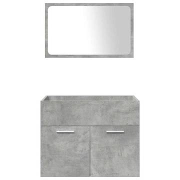 5 Piece Concrete Grey Bathroom Furniture Set - Hipomarket