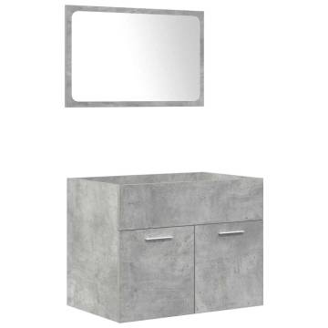 5 Piece Concrete Grey Bathroom Furniture Set - Hipomarket