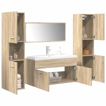 5 Piece Bathroom Furniture Set - Sonoma Oak Engineered Wood