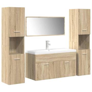 5 Piece Bathroom Furniture Set - Sonoma Oak Engineered Wood