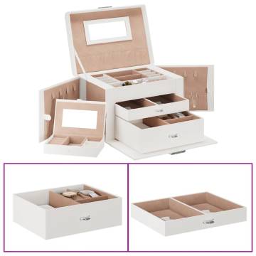 Elegant Lockable 3-Layer Jewellery Box with Mirror - White