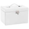 Elegant Lockable 3-Layer Jewellery Box with Mirror - White