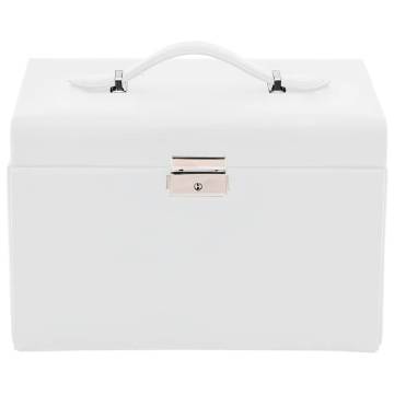 Elegant Lockable 3-Layer Jewellery Box with Mirror - White