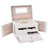 Elegant Lockable 3-Layer Jewellery Box with Mirror - White