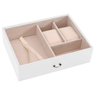 Elegant Lockable 3-Layer Jewellery Box with Mirror - White