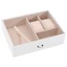 Elegant Lockable 3-Layer Jewellery Box with Mirror - White