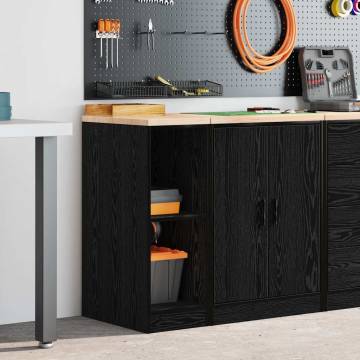 Garage Storage Cabinet Black 30x51x85 cm | Durable Pinewood