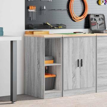 Garage Storage Cabinet Grey Sonoma - Durable Pinewood Design