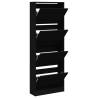 Shoe Cabinet Black - 60x21x163.5 cm Engineered Wood | HipoMarket