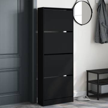 Shoe Cabinet Black - 60x21x163.5 cm Engineered Wood | HipoMarket