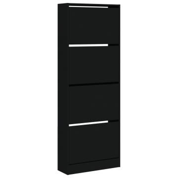 Shoe Cabinet Black - 60x21x163.5 cm Engineered Wood | HipoMarket