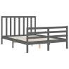 Grey Double Bed Frame with Headboard - Solid Wood Quality