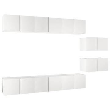 Modern 8 pcs White TV Cabinets - Stylish Storage Solution